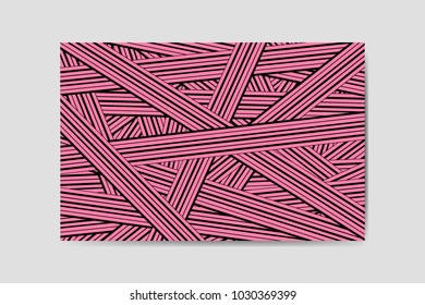 Abstract Background of Interwoven Pink and Black Stripes in Hipster Style. Trendy Geometric Template. Lines Background. Abstract Geometric Background for Wallpaper, Banner, Poster, Web Design, Cover.