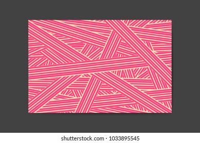 Abstract Background of Interwoven Pink and Yellow Stripes in Hipster Style. Trendy Geometric Template. Lines Background. Abstract Geometric Background for Wallpaper, Banner, Poster, Web Design, Cover.