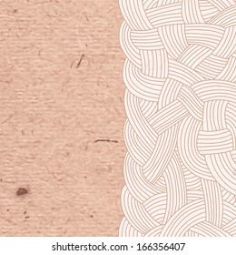 Abstract background of interwoven strands of on the cardboard. Vector illustration.