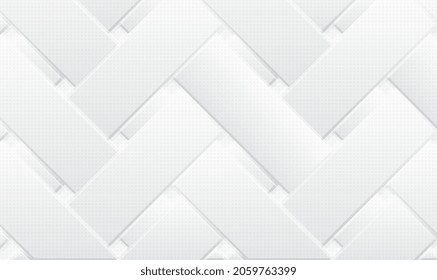 Abstrakter Hintergrund des durchgeflochtenen, weißen Streifenmusters. Abstraktes geometrisches Muster eines Vektors. Stilvolle Textur. Braiding Hintergrund des Intersecting Streifen Gitter. Spitzenfaser. Vektorgrafik