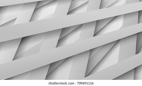 Abstract background of interwoven white stripes with shadows