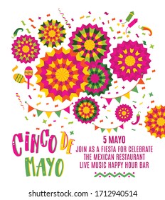 Abstract background invitation card with ethnic ornament. Element with mexican pattern. Template for greeting card, invitation or poster. Vector file celebrate illustration on white.
