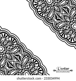 Abstract background, invitation or greeting card design with lace pattern, beautiful luxury postcard, ornate page cover, ornamental black and white vector illustration