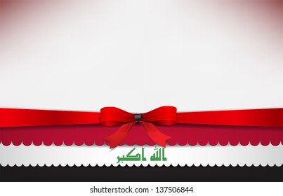 Abstract background with the Iraq Flag and a red bow. (Vector EPS10)