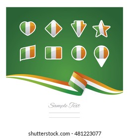 Abstract background Ireland flag ribbon icon set vector