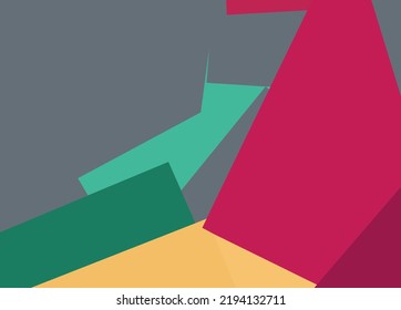 Abstract background with irregular geometric shapes in red, green, yellow and gray colors