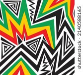 Abstract background with irregular lines and various pattern and with Jamaican color theme