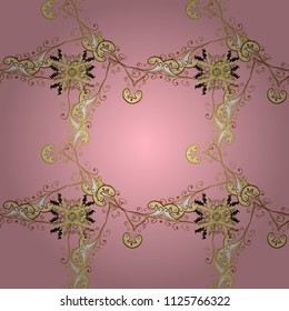 Abstract background with islamic ornament, arabic geometric texture. Vector. Lined tiled motif over colored background with curls style.Illustration in neutral, brown, beige colors. Seamless pattern.