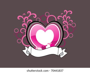 abstract background with isolated decorated heart with banner