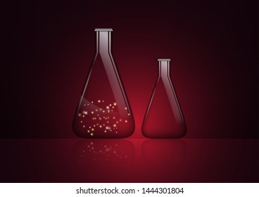Abstract background isolated glass bulb with a mysterious substance and an empty glass bulb. Chemical and biological experiments. Vector illustration for your design.