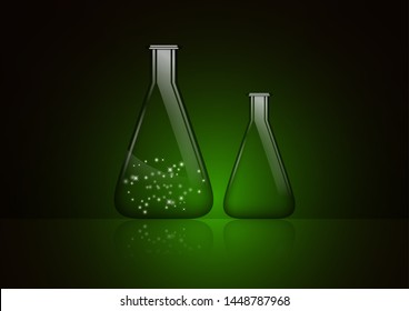 Abstract background isolated glass bulb with a mysterious substance and an empty glass bulb. Chemical and biological experiments. Vector illustration for your design.