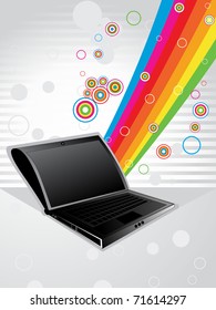 abstract background with isolated laptop, vector illustration