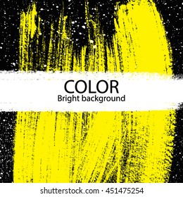 Abstract background isolated on black background. Brush strokes. The texture of the brush strokes yellow
