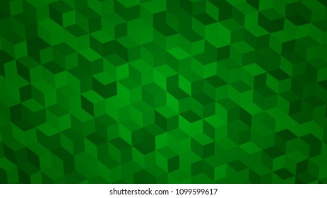 Abstract background of isometric cubes in green colors.