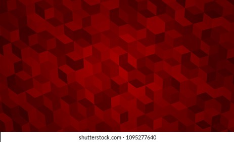 Abstract background of isometric cubes in red colors.