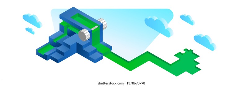 Abstract background isometric ecosystem urban factory background and landscape view for eco concept modern bright isolated nature concept.