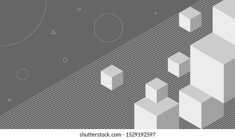 Abstract background with isometric elements of a cube box. With retro or vintage colors. Background for posters, banners, flyers, and website landing pages.