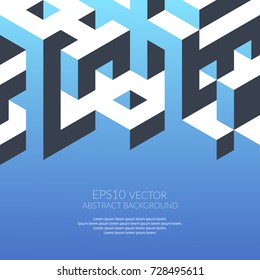 Abstract background in isometric style. Build of three-dimensional shapes.