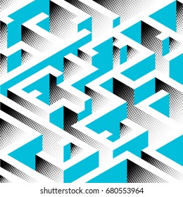 Abstract background in isometric style. A geometric maze.