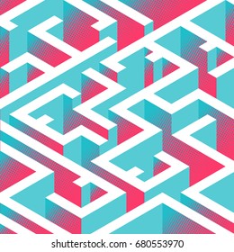 Abstract Background In Isometric Style. A Geometric Maze.