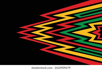 Abstract background with Jamaican color zigzag pattern with some copy space