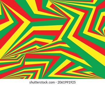 Abstract background with Jamaican and Rasta color theme irregular gradient lines pattern