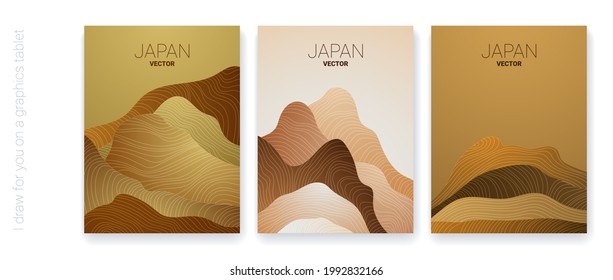 Abstract background in Japanese highlands style. Landscape linear motives. Geometric template for posters, presentations and flyers.