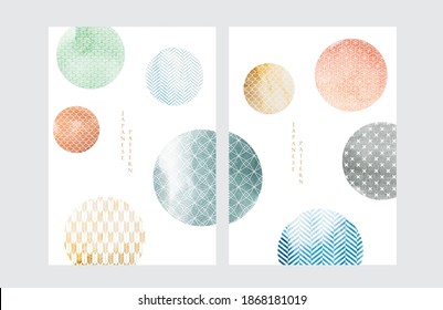 Abstract background with Japanese pattern. Geometric template with watercolor texture. 