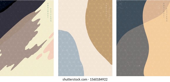 Abstract background with Japanese pattern vector. Brush stroke elements with grunge texture layout design. Asian template.