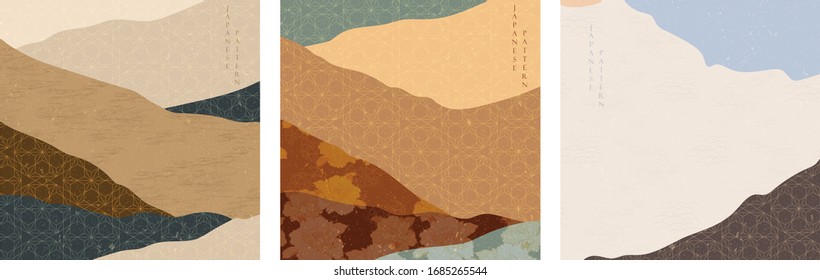 Abstract background with Japanese pattern vector. Geometric elements. Peony flower decoration in Asian style.