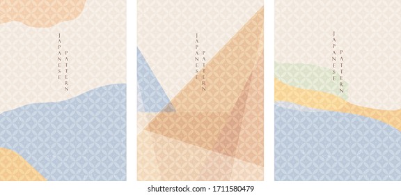 Abstract background with Japanese pattern vector. Geometric template with curve elements. 
