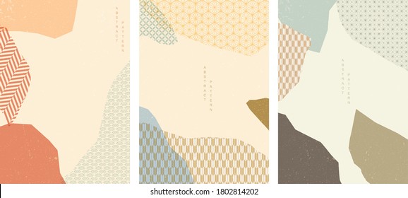 Abstract background with Japanese pattern vector. Geometric template in vintage style.