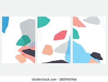 Abstract background with Japanese pattern vector. Geometric template in vintage style. Stone element with grunge element.