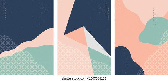 Abstract background with Japanese pattern vector. Geometric template with curve element.