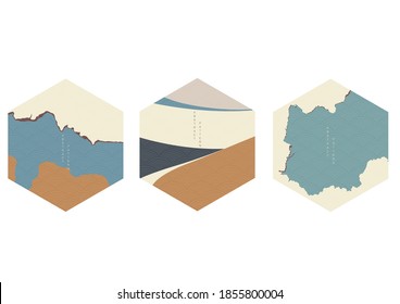 Abstract background in Japanese style vector. Concrete wall element with geometric shape.