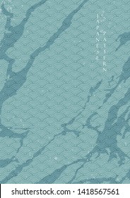 Abstract background with Japanese wave pattern vector. Blue ocean background with grunge texture. Wave hand drawn elements.