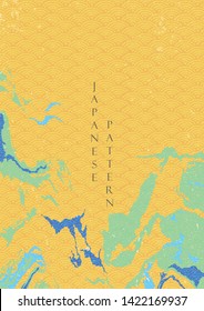 Abstract background with Japanese wave pattern vector. Map element copy space.