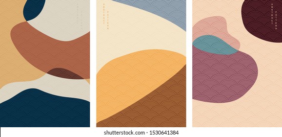 Abstract background with Japanese wave pattern vector. Curve template. Fluid, liquid and shape layout design.