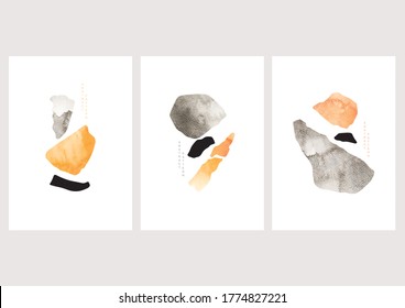 Abstract background with Japanese wave pattern vector. Art landscape template design. Contemporary art wallpaper. Granite terrazzo pattern.
