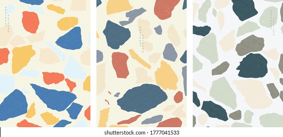Abstract background with Japanese wave pattern vector. Natural stone and marble floor texture wallpaper.