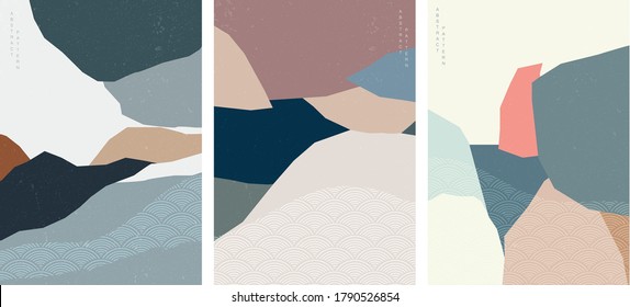 Resumen de fondo con vector de patrón de onda japonés. Plantilla horizontal. Gráficos chinos en el concepto de aventura.