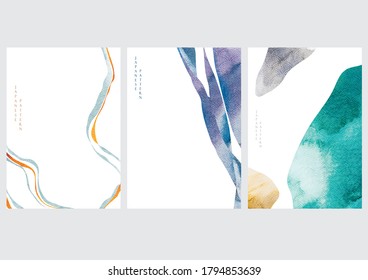 Abstract background with Japanese wave pattern vector. Watercolor texture template in Asian style.