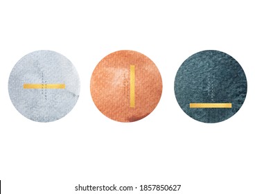 Abstract background with Japanese wave pattern. Circle template with geometric pattern. Watercolor texture in vintage style. 