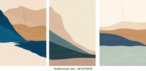 Abstract background with Japanese wave pattern vector. Geometric pattern with curve element template. Asian style graphics design.