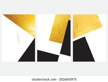 Fondo abstracto en el vector de patrón de onda japonés. Elemento geométrico con textura dorada de estilo oriental.