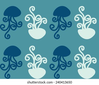 Abstract background jellyfish. Vector seamless pattern