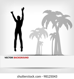 abstract background jump men silhouette - vector illustration