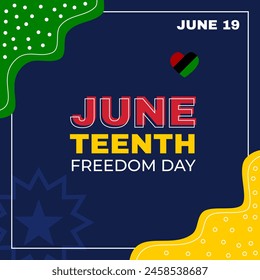 Abstract Background Juneteenth Freedom Day. Juneteenth Celebration banner design with heart icon for June 19th.