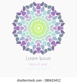 Abstract Background kaleidoscope effect polygon circle ornament. design business template. Wedding invitation card. 
