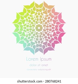 Abstract Background kaleidoscope effect polygon circle ornament. design business template. Wedding invitation card.